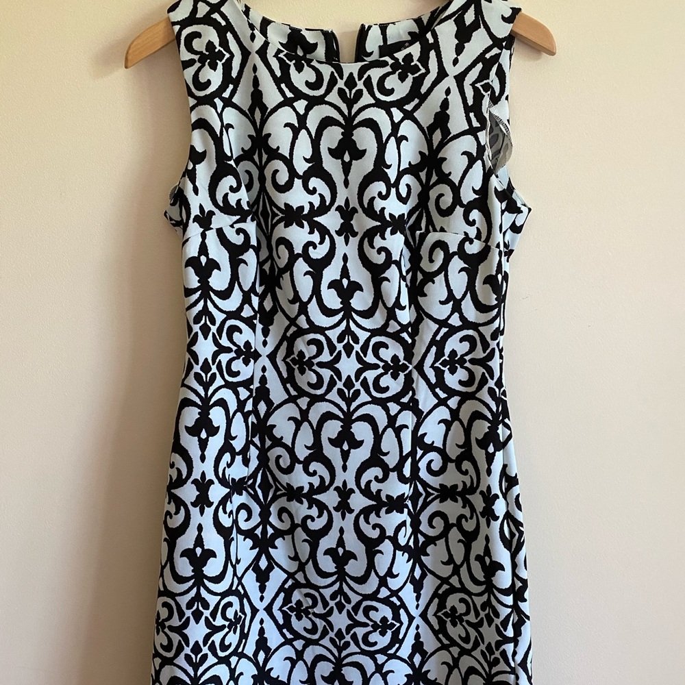 Black & White Patterned Mid-length Dress